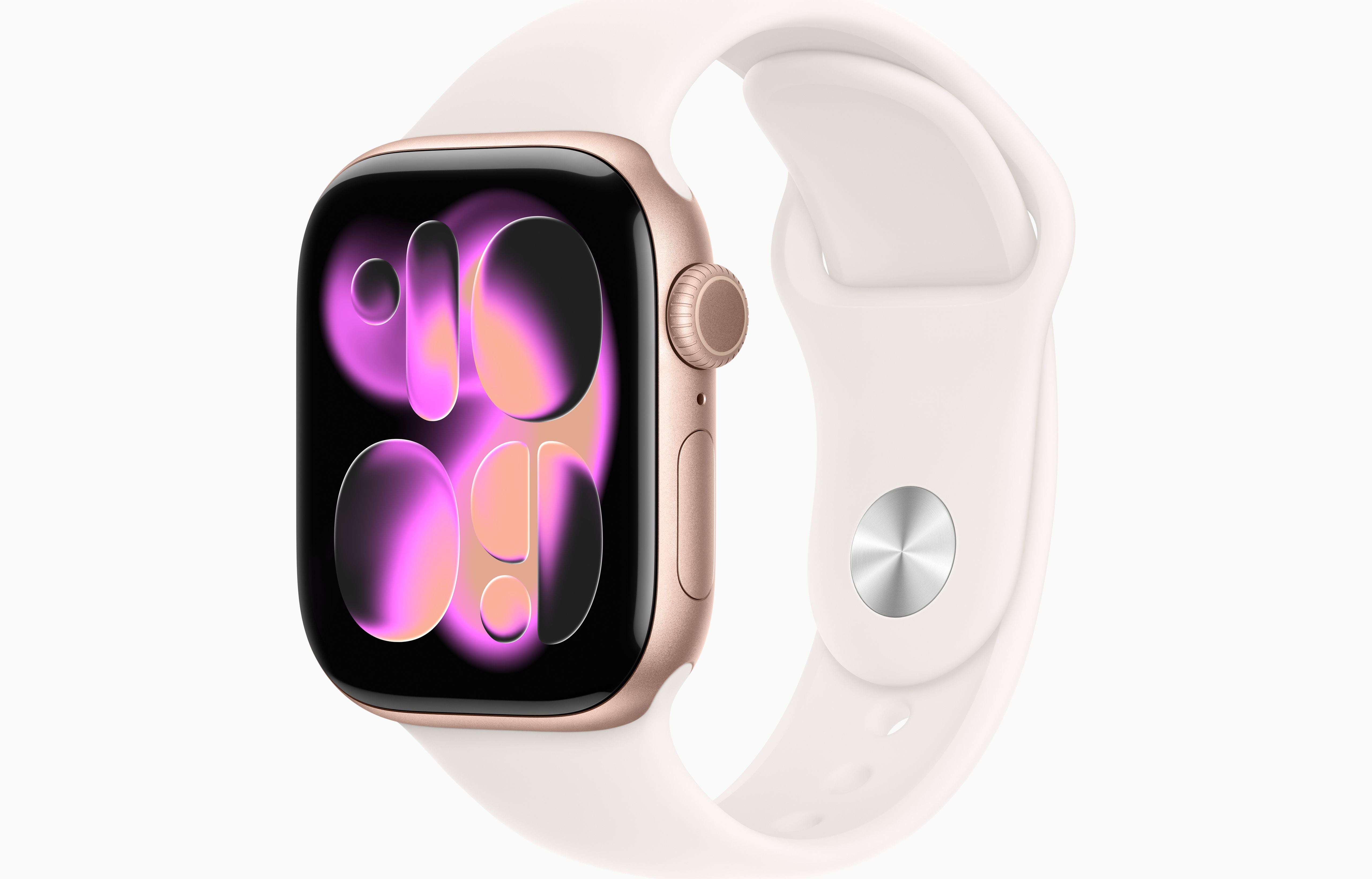 Rose Gold Smart Watch with White Sport Band